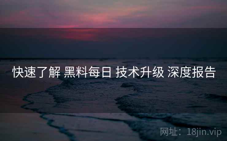 快速了解 黑料每日 技术升级 深度报告